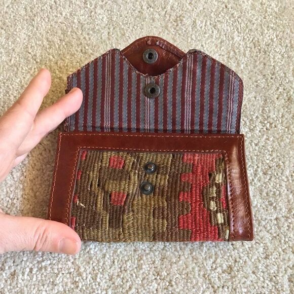 Vintage Handmade Turkish Kilim Leather Boho Style Wallet - Picture 7 of 10